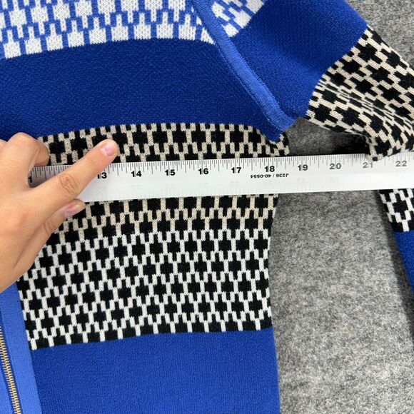 Banana Republic Full Zip Sweater Women M Medium Blue Striped Knit Cotton Casual - Picture 4 of 7